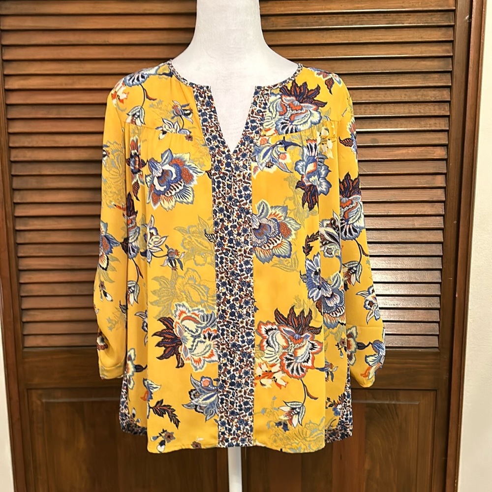 DR2 Loose Fit 3/4 Sleeve Boho Style Blouse Size S